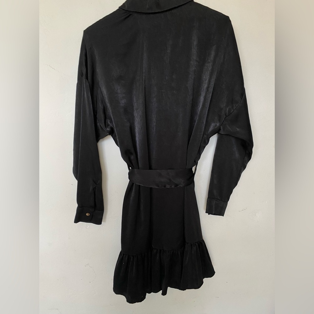 Zara Black Pleated Dolman Sleeve Dress - Picture 8 of 9
